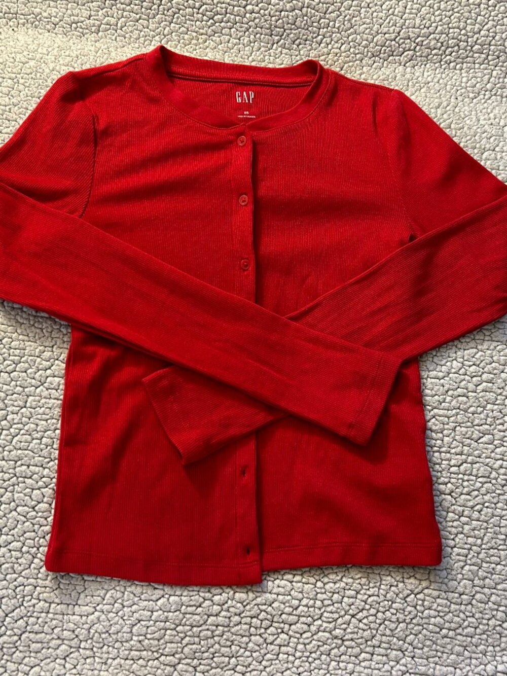 Gap -- red, button, long sleeve cardigan, Cotton blend, Womens XS